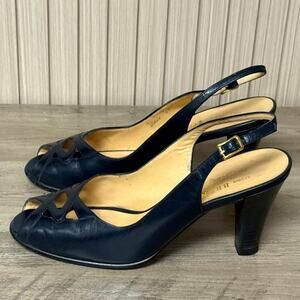 Bruno Magli for Saks Fifth Avenue Leather Slingback Peep Toe Heels Size 6M